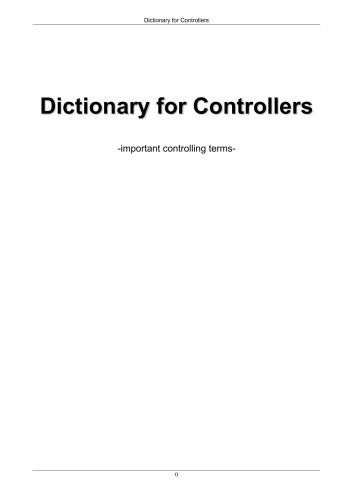 Dictionary for Controllers