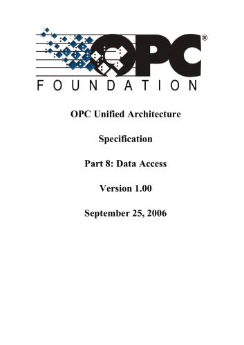 OPC Foundation OPC Unified Architecture Specification Part 8: Data Access