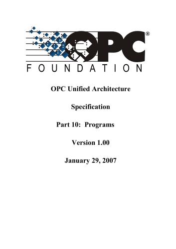OPC Unified Architecture Specification Part 10: Programs Version 1.00