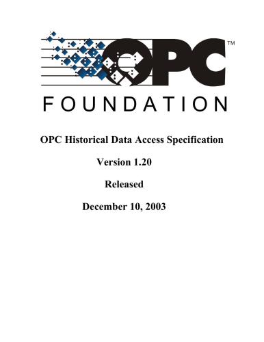 OPC Historical Data Access Specification Version 1.20