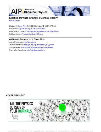 Kinetics of Phase Change. I General Theory