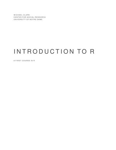 Introduction to R: A First Course in R