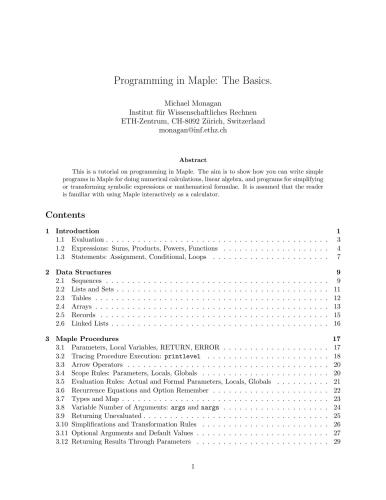 Programming in Maple: The Basics