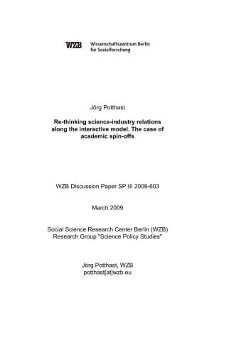 Re-thinking science-industry relations along the interactive model. The case of academic spin-offs