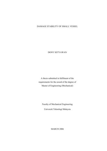 Damage stability of small vessel