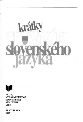 Krátky slovník slovenského jazyka