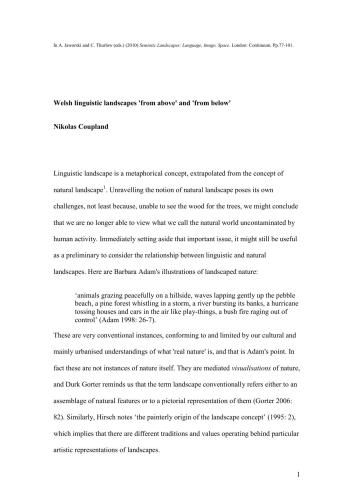 Welsh linguistic landscapes 'from above' and 'from below'