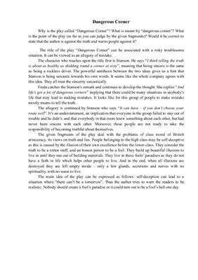 Analysis of an extract from Dangerous Corner by 