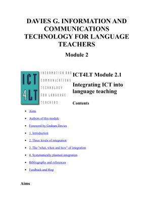 Information and Communications Technology for Language Teachers. Module 2. Intermediate level