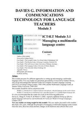 Information and Communications Technology for Language Teachers. Module 3. Advanced level