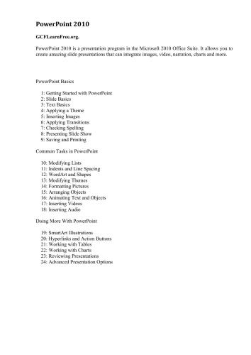 GCFLearnFree.org. PowerPoint 2010