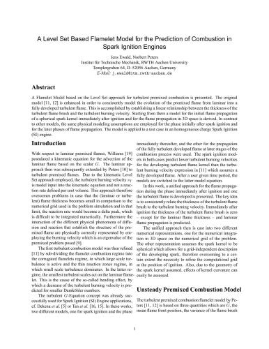 A Level Set Based Flamelet Model for the Prediction of Combustion in Spark Ignition Engines
