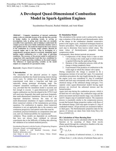 A Developed Quasi-Dimensional Combustion Model in Spark-Ignition Engines