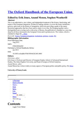 The Oxford Handbook of the European Union