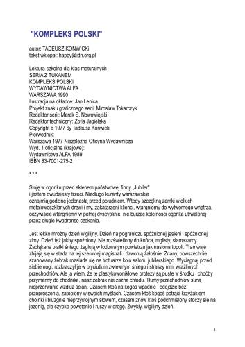 Konwicki Tadeusz, Kompleks Polski