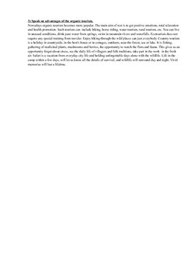 Speak on advantages of the organic tourism