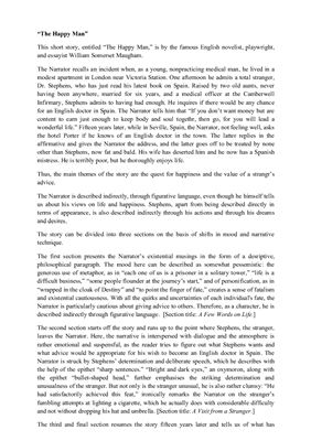 Error-Free: An Analysis of The Happy Man by William Somerset Maugham