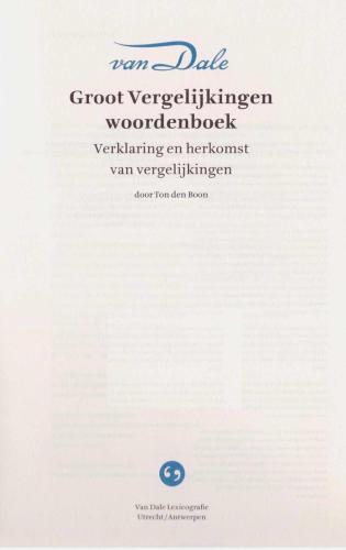 Van Dale Groot Vergelijkingen woordenboek. Большой словарь сравнений фан Дале