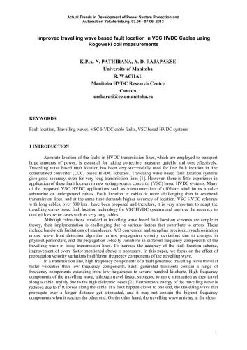 Improved travelling wave based fault location in VSC HVDC Cables using Rogowski coil measurements