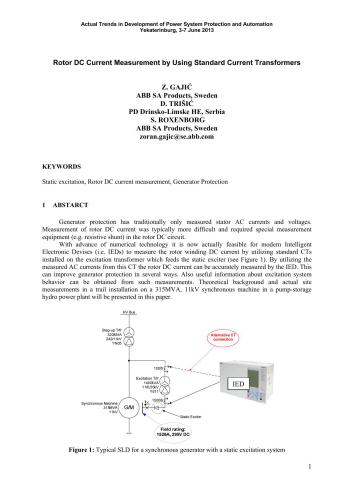 Rotor DC Current Measurement by Using Standard Current Transformers
