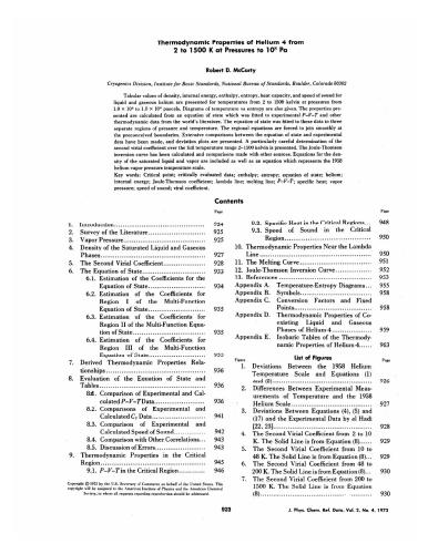 Thermodynamic Properties of Helium 4 from 2 to 1500 K at Pressures from 1kPa to 100 MPa