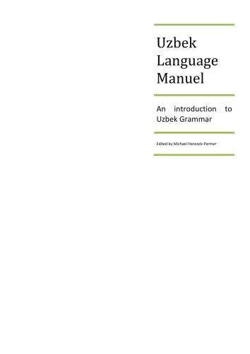 Uzbek Language Manuel - An introduction to Uzbek Grammar