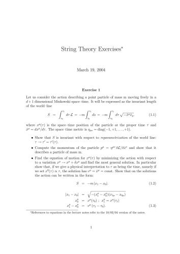 String Theory Exercises
