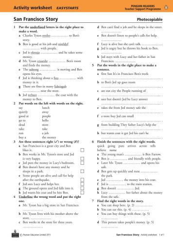 San Francisco Story (key, activity worksheets, teacher's notes)