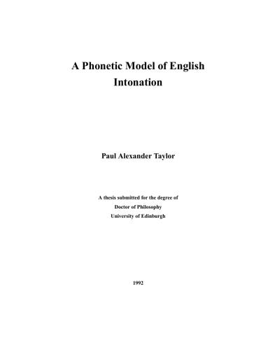 A Phonetic Model of English Intonation