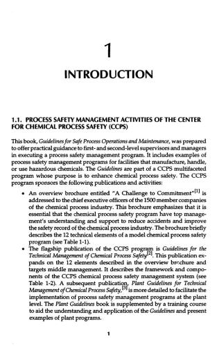 Center for Chemical Process Safety (CCPS). Guidelines for Safe Process Operations and Maintenance