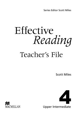 Effective Reading 4 Upper Intermediate. Teacher's file