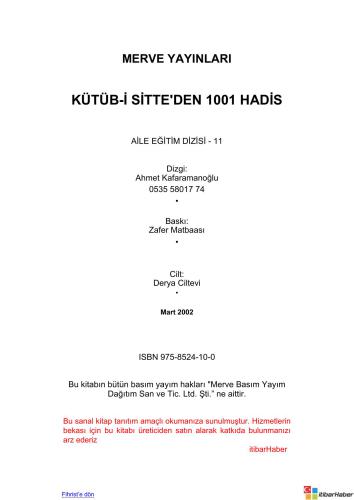 KUTUB-İ-SİTTE'den 1001 HADİS