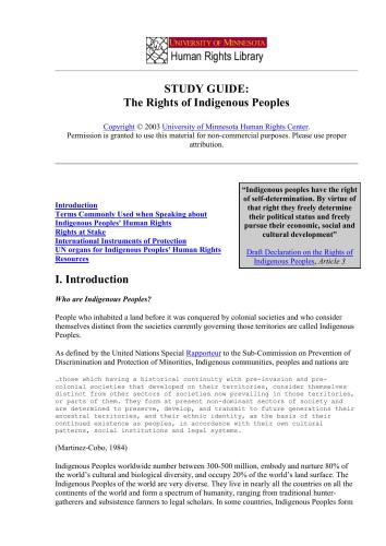 Study Guide: The Rights of Indigenous Peoples
