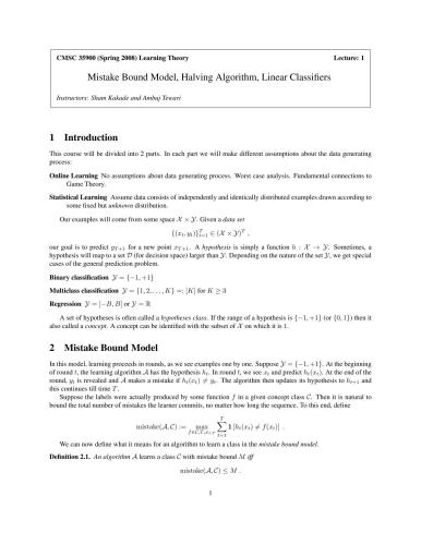 Topics in Artificial Intelligence (Learning Theory)