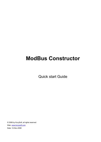 ModBus Constructor. Quick start Guide