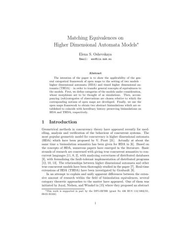 Matching Equivalences on Higher Dimensional Automata Models