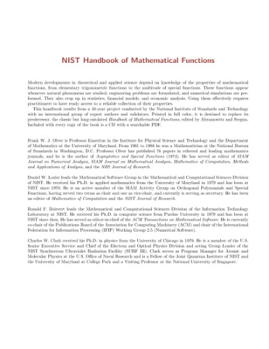 NIST Handbook on Mathematical Functions