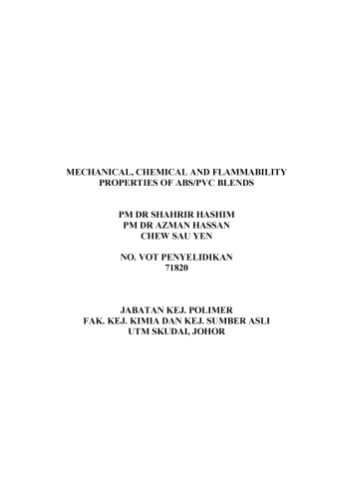 Mechanical, chemical and flammability properties of ABS/PVC blends