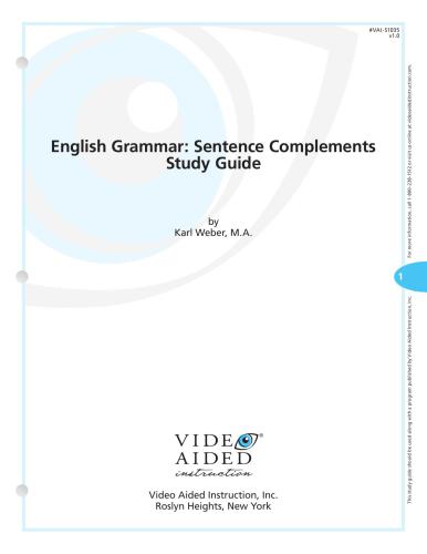 English Grammar Study Guide (DVD 03: Sentence Complements)