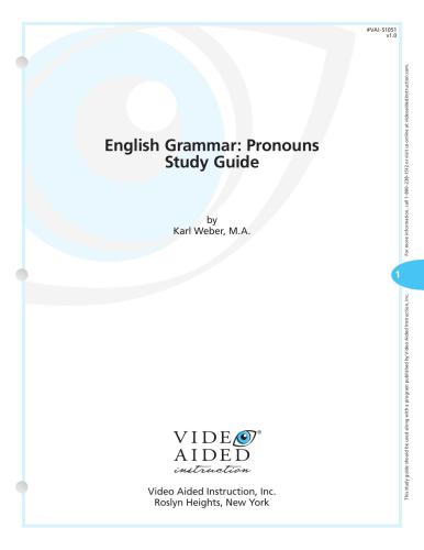 English Grammar Study Guide (DVD 05: Pronouns)