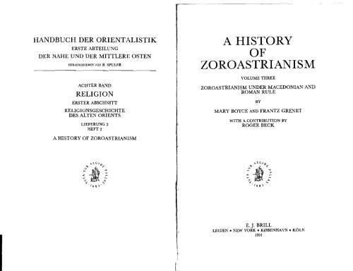A History of Zoroastrianism, Vol. III