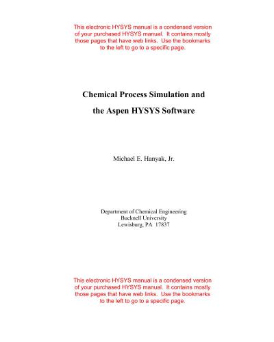 Hanyak, Jr. Chemical Process Simulation and the Aspen HYSYS Software