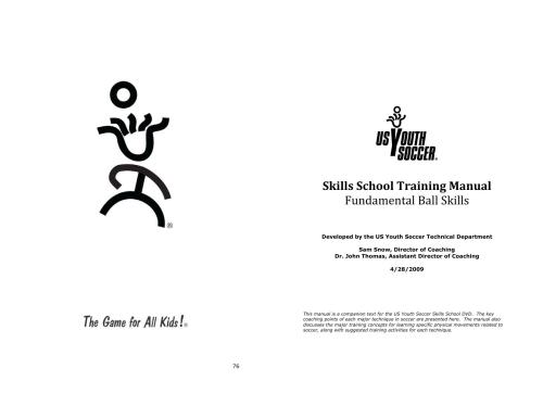 US Youth Soccer Player. Skills School Training Manual