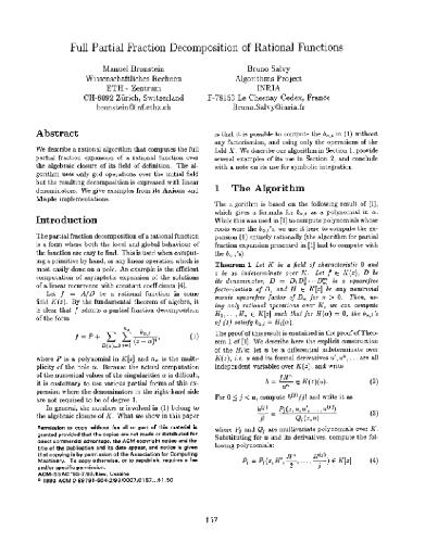 Full partial fraction decomposition