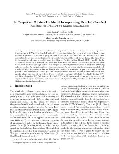 A G-equation Combustion Model Incorporating Detailed Chemical Kinetics for PFI/DI SI Engine Simulations