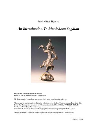 An Introduction to Manichean Sogdian