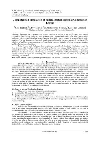 Computerised Simulation of Spark Ignition Internal Combustion Engine