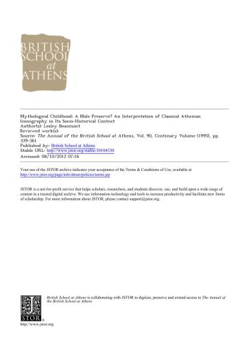 Mythological Childhood: A Male Preserve? An Interpretation of Classical Athenian Iconography in Its Socio-Historical Context