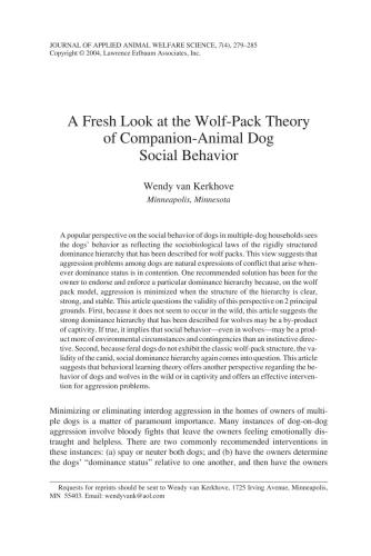 A fresh look at the wolf-pack theory of companion-animal dog social behavior