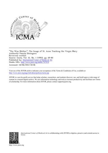 The Wise Mother: The Image of St. Anne Teaching the Virgin Mary